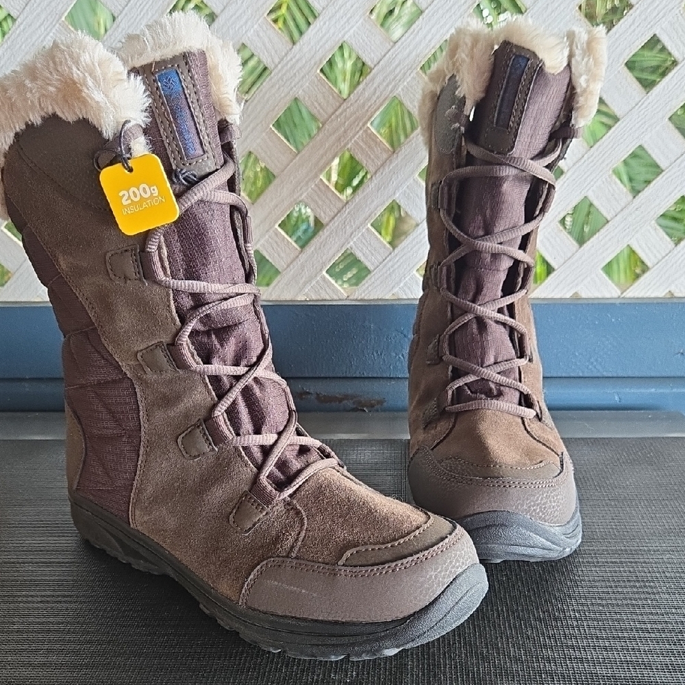 Columbia Ice Maiden II Brown Winter Boots with Faux Fur Trim